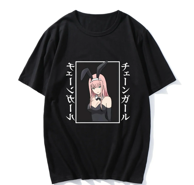 Oversize T-Shirt mit Print Darling in the FranXX Schwarz S T0088 фото