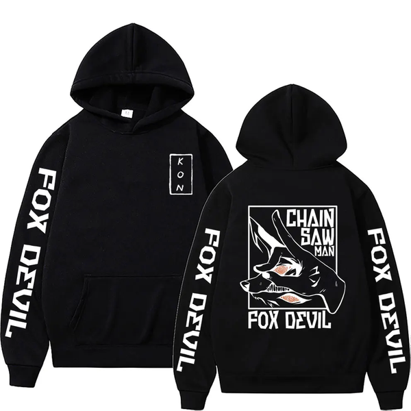 Oversized hoodie with Chainsaw man anime print BLACK S