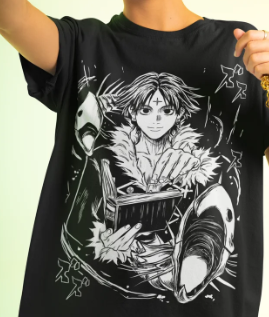 Oversize T-Shirt mit Print Hunter x Hunter Schwarz S T0159 фото