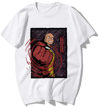 Oversized T-Shirt with Print Onepunchman White S