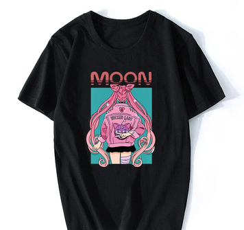 Oversize T-Shirt z nadrukiem Sailor Moon Czarny S