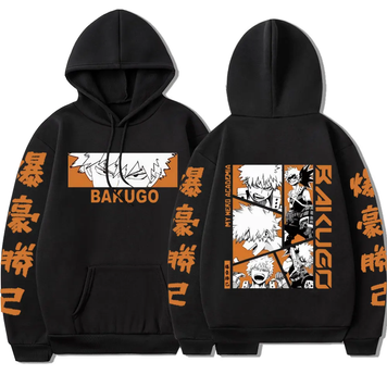 Oversized Hoodie with My Hero Academia anime print Black S