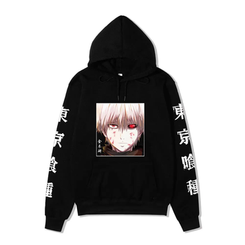 Oversized Hoodie with Tokyo Ghoul anime print Black S