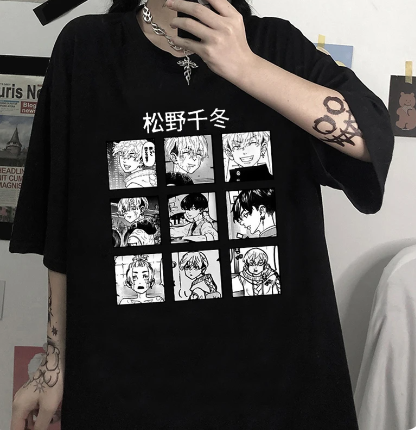 Oversized T-Shirt with Print Tokyo Revengers Black S