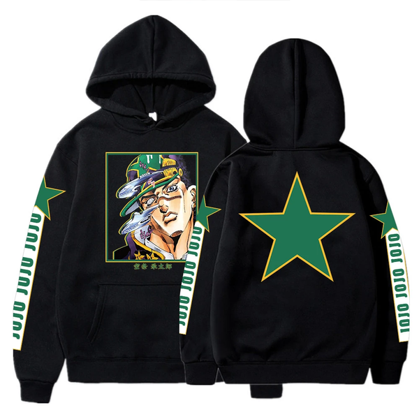 Oversized Hoodie with JoJo's Bizarre Adventure anime print Black S