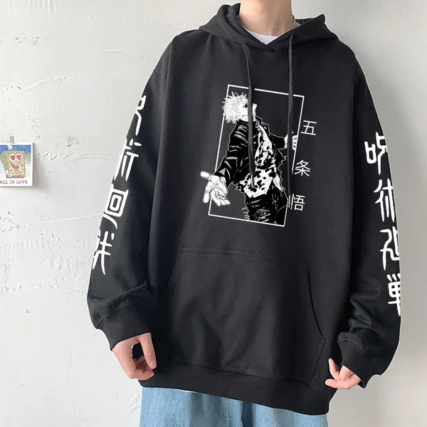 Oversize Hoodie mit Anime-Druck Jujutsu Kaisen SCHWARZ S H0225 фото