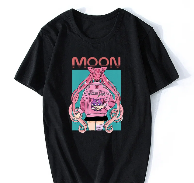 Oversized T-Shirt with Print Sailor Moon Black S