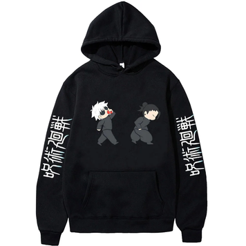 Oversized Hoodie with Jujutsu Kaisen anime print Black S