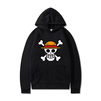 Oversized Hoodie with One Piece anime print Black S