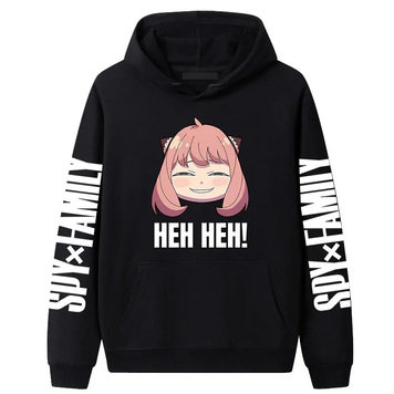 Oversized Hoodie with Spy x Family anime print Black S