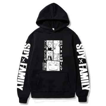 Oversized Hoodie with Spy x Family anime print Black S