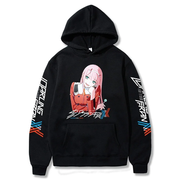 Oversize Hoodie mit Darling in the FranXX Anime Print SCHWARZ S H0094 фото