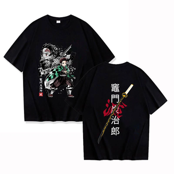 Oversize T-Shirt mit Print Demon Slayer Weiß S T0109 фото