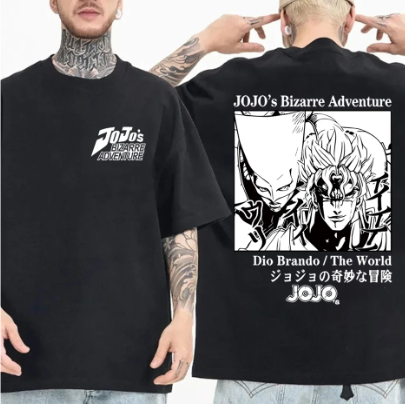 Oversize T-Shirt z nadrukiem JoJo's Bizarre Adventure Czarny S