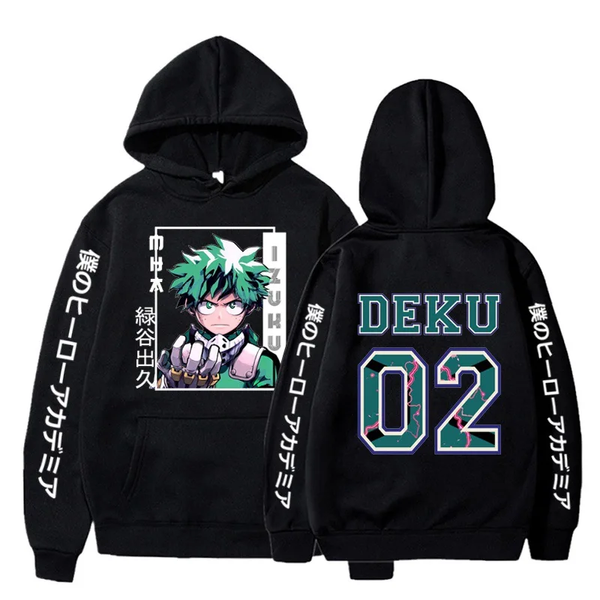 Oversize bluza z nadrukiem anime My Hero Academia CZARNY S