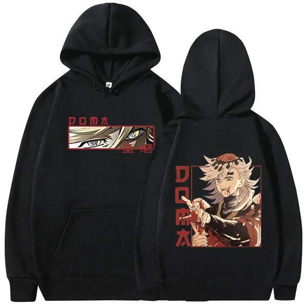 Oversize Hoodie with Demon Slayer Anime Print BLACK S