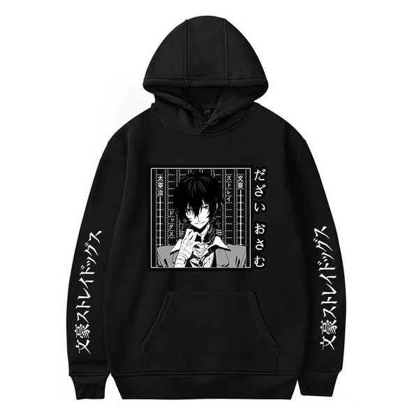 Oversized hoodie with Bungo Stray Dogs anime print BLACK S