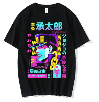 Oversized T-Shirt with Print JoJo's Bizarre Adventure Black S