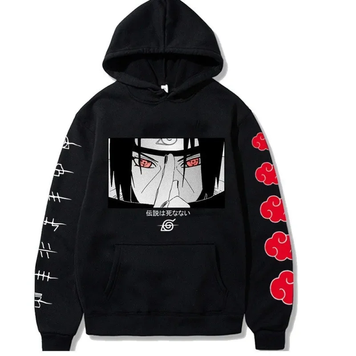 Oversized Hoodie with Naruto anime print Black S