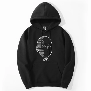 Oversized Hoodie with Onepunchman anime print Black S