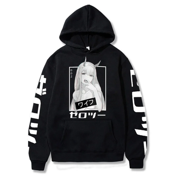 Oversized hoodie with Darling in the FranXX anime print BLACK S