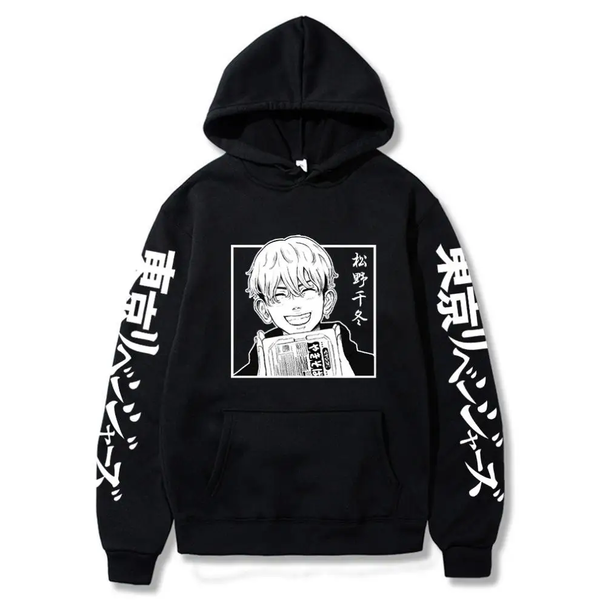 Oversized Hoodie with Tokyo Revengers anime print Black S