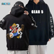 Oversized Hoodie with One Piece anime print Black S