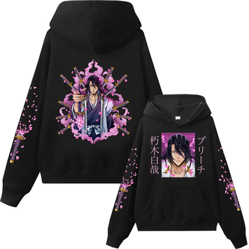 Bleach Oversized Hoodie with Bleach anime print Black S