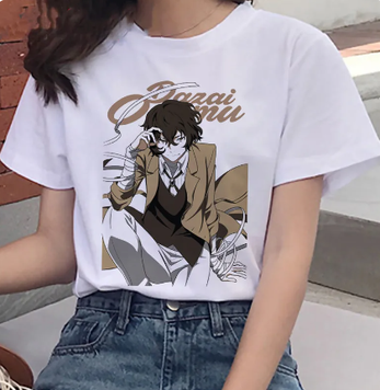 Oversized T-Shirt with Print Bungo Stray Dogs White S