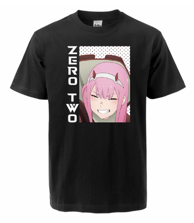 Oversize T-Shirt z nadrukiem Darling in the FranXX Czarny S