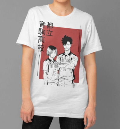 Oversize T-Shirt mit Print Haikyu! Weiß S T0151 фото