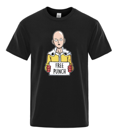 Oversize T-Shirt z nadrukiem Onepunchman Czarny S