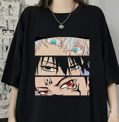 Oversize T-Shirt z nadrukiem jujutsu kaisen Czarny S