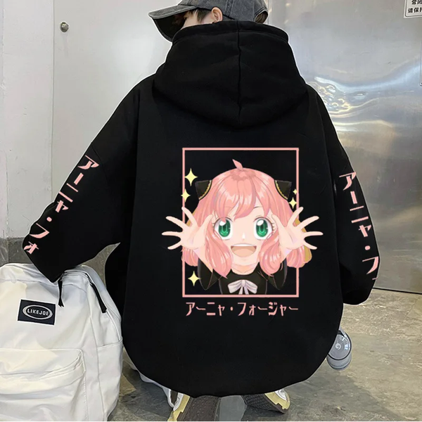 Oversize Hoodie mit Anime-Druck Spy x Family SCHWARZ S H0296 фото